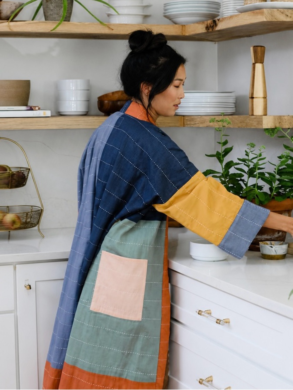 Free People X Anchal Color-Block Patchwork Kimono Robe Hand Embroidered Medium — image 3 of 8